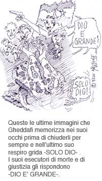 Immagine della morte di Gheddafi disegnata da Tom Maltone