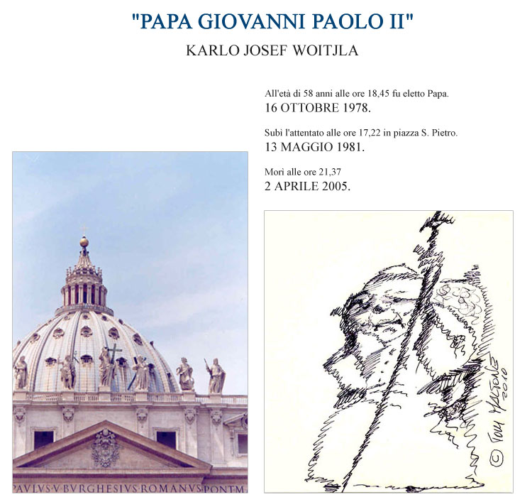 Papa Giovanni II, Karol Woitjla disegnato da Tommaso Maltone.